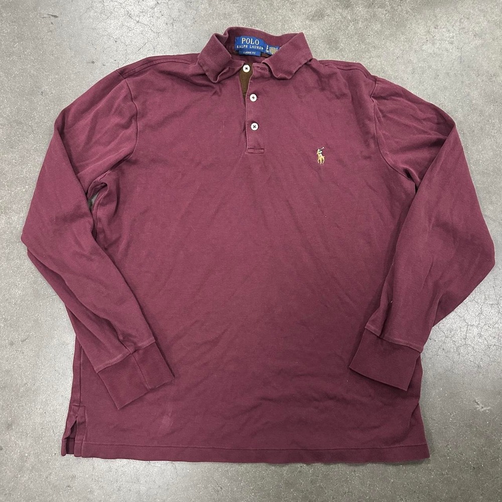 Polo Ralph Lauren burgundy long sleeve polo shirt Size small